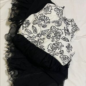 Black & White Floral Embellished Dress